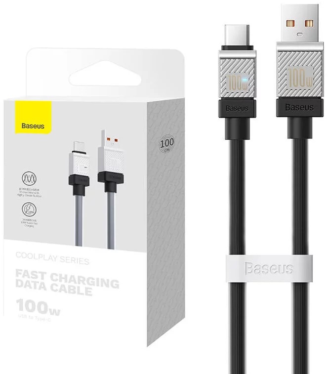 CABLU alimentare si date Baseus, Fast Charging Data Cable pt. smartphone, USB (T) la USB Type-C (T),  100W, 1m, negru, "CAKW000601" (include TV 0.18lei) - 6932172626808