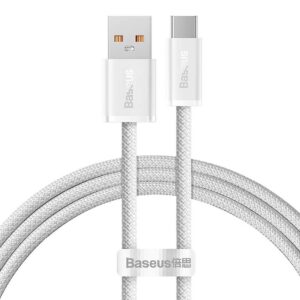 CABLU alimentare si date Baseus Dynamic, Fast Charging Data Cable pt. smartphone, USB la USB Type-C 100W, brodat, 1m, alb "CALD000602" (timbru verde 0.18 lei) - 6932172607456