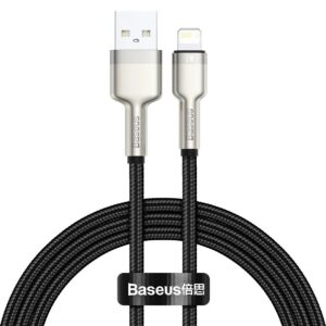 CABLU alimentare si date Baseus Cafule Metal, Fast Charging Data Cable pt. smartphone, USB la Lightning Iphone 2.4A, braided, 1m, negru "CALJK-A01" (timbru verde 0.08 lei) - 6953156202245