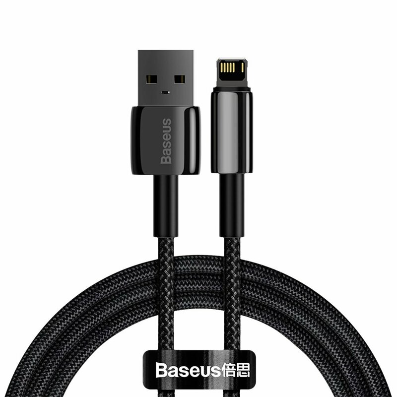CABLU alimentare si date Baseus Tungsten Gold, Fast Charging Data Cable pt. smartphone,USB la Lightning 2.4A,braided, 1m,rezistent zgarieturi,negru "CALWJ-01" (timbru verde 0.18 lei)-6953156204959