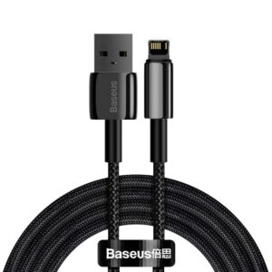 CABLU alimentare si date Baseus Tungsten Gold,Fast Charging Data Cable pt. smartphone,USB la Lightning 2.4A, braided,2m, rezistent zgarieturi,negru "CALWJ-A01" (timbru verde 0.18 lei) - 6953156204966