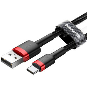 CABLU alimentare si date Baseus Cafule, Fast Charging Data Cable pt. smartphone, USB la USB Type-C 3A, 1m, rosu + negru "CATKLF-B91" (timbru verde 0.08 lei) - 6953156278219
