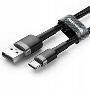 CABLU alimentare si date Baseus Cafule, Fast Charging Data Cable pt. smartphone, USB la USB Type-C 3A, 1m, gri + negru "CATKLF-BG1" (timbru verde 0.08 lei) - 6953156278202
