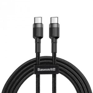 CABLU alimentare si date Baseus Cafule, Fast Charging Data Cable pt. smartphone, USB Type-C la USB Type-C 3A / 60W, 2m, gri + negru "CATKLF-HG1" (timbru verde 0.08 lei) - 6953156285231