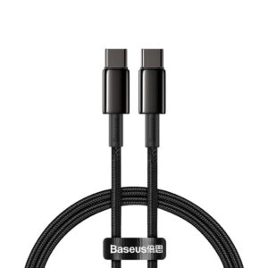 CABLU alimentare si date Baseus Tungsten Gold, Fast Charging Data Cable pt. smartphone, USB Type-C la USB Type-C 100W, braided, 1m, negru "CATWJ-01" (timbru verde 0.18 lei) - 6953156232051