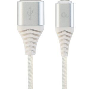 CABLU alimentare si date GEMBIRD, pt. smartphone, USB 2.0(T) la Micro-USB 2.0(T), 1m, premium,cablu cu impletire din bumbac, alb cu conectori argintii, "CC-USB2B-AMmBM-1M-BW2" (timbru verde 0.08 lei)