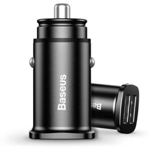 INCARCATOR AUTO Baseus Metal, QC3.0, 2 x USB, total output 30W, pt. bricheta auto, negru "CCALL-DS01" (timbru verde 0.18 lei) - 6953156284180
