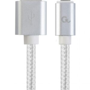 CABLU alimentare si date GEMBIRD, pt. smartphone, USB 2.0 (T) la Lightning (T), 1.8m, premium, conectori auriti, cablu cu impletire din bumbac, argintiu, "CCB-mUSB2B-AMLM-6-S" (timbru verde 0.08 lei)