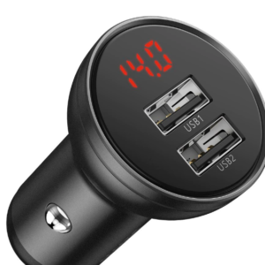 INCARCATOR AUTO Baseus Digital Display, 2 x USB Output 5V/4.8A, total output 24W, pt. bricheta auto, afisaj digital, gri "CCBX-0G" (timbru verde 0.18 lei) - 6953156215399
