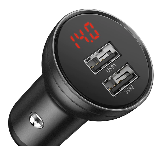 INCARCATOR AUTO Baseus Digital Display, 2 x USB Output 5V/4.8A, total output 24W, pt. bricheta auto, afisaj digital, gri "CCBX-0G" (timbru verde 0.18 lei) - 6953156215399