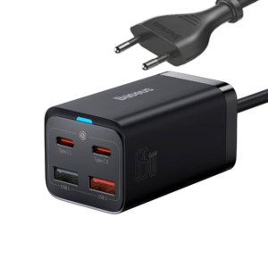 INCARCATOR retea Baseus GaN3 Pro, Quick Charge 65W, 2 x USB, 2 x USB Type-C, include cablu USB Type-C la USB Type-C 100W 1m, negru "CCGP040101" (timbru verde 0.18 lei) - 6932172600334