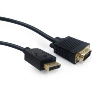 CABLU video Spacer, adaptor DisplayPort (T) la VGA (T), 1.8m, rezolutie maxima Full HD,1960x1024, 1080p, la 60Hz, negru, "SPVC-DPm-VGAm-FHD60-1.8" (timbru verde 0.18 lei)