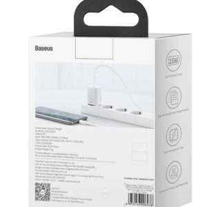 INCARCATOR retea Baseus Super Si, Quick Charge 25W, 1 x USB Type-C 5V/3A, alb "CCSP020102" (timbru verde 0.18 lei) - 6932172603731