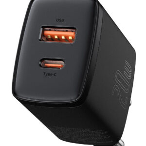 INCARCATOR retea Baseus Compact, Quick Charge 20W, 1 x USB Type-C 5V/3A max, 1 x USB 5V/3A, negru "CCXJ-B01" (timbru verde 0.18 lei) - 6953156207233