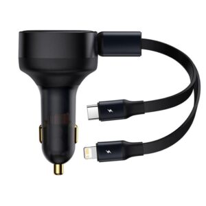 INCARCATOR auto Baseus Enjoyment,cablu inclus max 75cm,1 x USB Type-C(T) max 5V/3A 30W,1x Lightning 5V/3A total output 25 cm,pt. bricheta auto,negru "CGTX000001" (timbru verde 0.8 lei)-6932172607906