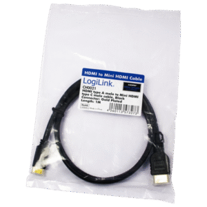 CABLU video LOGILINK, adaptor Mini-HDMI (Type C)(T) la HDMI (T), 1m, ver 1.4, conectori auriti, UHD 4K/ 30Kz, negru, "CH0021" (timbru verde 0.18 lei)