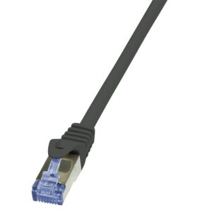 PATCH CORD S/FTP LOGILINK Cat6a, LSZH, cupru, 10 m, negru, AWG26, dublu ecranat "CQ3093S" (timbru verde 0.18 lei)