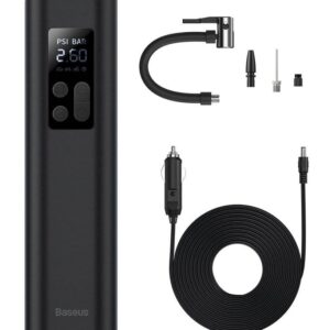 COMPRESOR AUTO Baseus Super Mini, alimentare 12 V bricheta auto, display LED, presiune maxima 3 bar, negru (timbru verde 0.80 lei) "CRCQ000001"  - 6932172603175