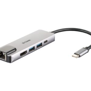DOCKING Station D-LINK, porturi Gigabit LAN x 1, USB 3.0 x 2, HDMI x 1,  USB Type C x 1, conectare prin USB Type C, cablu 17 cm, argintiu "DUB-M520" (timbru verde 0.8 lei)