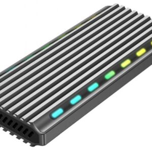 RACK extern GEMBIRD, pt. SSD, M.2, M.2 S-ATA NGFF si  M.2 PCIe NVME, interfata PC USB 3.1, RGB LED backlight, aluminiu, argintiu, "EE2280-U3C-03"  (timbru verde 0.8 lei)