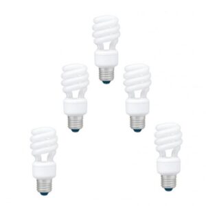 SET 5 becuri fluorescent Panasonic, soclu E27, putere 11W, forma spirala, lumina alb calda, alimentare 220 - 240 V, "EFD11E27HD3E-5" (timbru verde 2.25 lei)