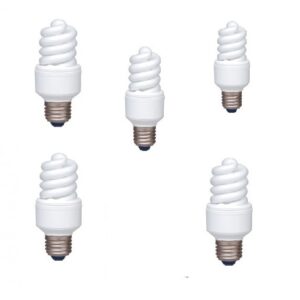 SET 5 becuri fluorescent Panasonic, soclu E27, putere 13W, forma spirala, lumina alb rece, alimentare 220 - 240 V, "EFD13E672V-5" (timbru verde 2.25 lei)