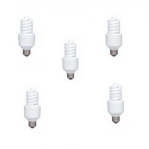 SET 5 becuri fluorescent Panasonic, soclu E27, putere 18W, forma spirala, lumina alb calda, alimentare 220 - 240 V, "EFD18E27HD-5" (timbru verde 2.25 lei)