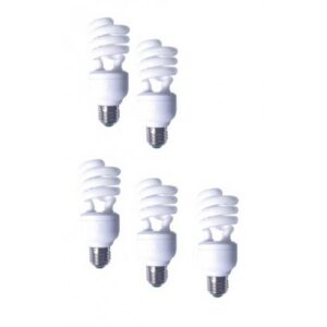SET 5 becuri fluorescent Panasonic, soclu E27, putere 19W, forma spirala, lumina alb calda, alimentare 220 - 240 V, "EFD19E27HD3E-5" (timbru verde 2.25 lei)