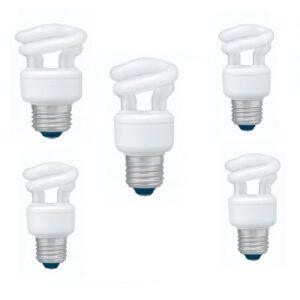 SET 3 becuri fluorescent Panasonic, soclu E27, putere 5W, forma spirala, lumina alb calda, alimentare 220 - 240 V, "EFD5E27HD3E-5" (timbru verde 1.35 lei)