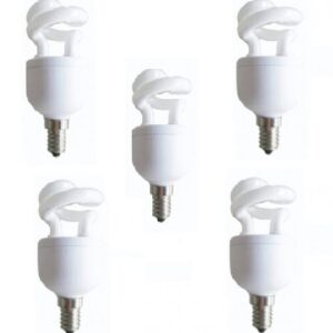 SET 5 becuri fluorescent Panasonic, soclu E27, putere 5W, forma spirala, lumina alb calda, alimentare 220 - 240 V, "EFD5E27HDE14E-5" (timbru verde 2.25 lei)