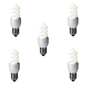 SET 3 becuri fluorescent Panasonic, soclu E27, putere 8W, forma spirala, lumina alb rece, alimentare 220 - 240 V, "EFD8E65HD-5" (timbru verde 1.35 lei)