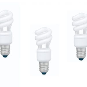 SET 3 becuri fluorescent Panasonic, soclu E27, putere 8W, forma spirala, lumina alb rece, alimentare 220 - 240 V, "EFD8E65HD3E-3" (timbru verde 1.35 lei)