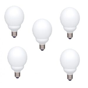 SET 5 becuri fluorescent Panasonic, soclu E27, putere 13W, forma sferic, lumina alb rece, alimentare 220 - 240 V, "EFG13E672V-5" (timbru verde 2.25 lei)