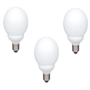 SET 3 becuri fluorescent Panasonic, soclu E27, putere 18W, forma sferic, lumina alb calda, alimentare 220 - 240 V, "EFG18E27HD-3" (timbru verde 1.35 lei)