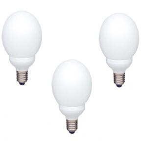SET 3 becuri fluorescent Panasonic, soclu E27, putere 18W, forma oval, lumina alb rece, alimentare 220 - 240 V, "EFG18E65HD-3" (timbru verde 1.35 lei)