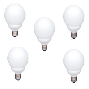 SET 5 becuri fluorescent Panasonic, soclu E27, putere 18W, forma oval, lumina alb rece, alimentare 220 - 240 V, "EFG18E65HD-5" (timbru verde 2.25 lei)