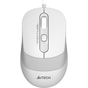 MOUSE A4tech, PC sau NB, cu fir, USB, optic, 1200 dpi, butoane/scroll 4/1, buton selectare viteza, alb / gri, "FM10 White" (timbru verde 0.18 lei)