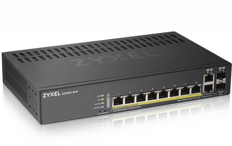 SWITCH PoE ZYXEL, port Gigabit x 8, SFP SFP x 2, managed, "GS1920-8HPV2-EU0101F" (timbru verde 2 lei)