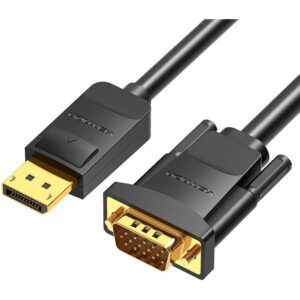 Cablu video Vention, DisplayPort(T) la VGA(T), 1.5m, rezolutie maxima 1080p la 60 Hz, conectori auriti, cupru, invelis PVC, negru, "HBLBG" (timbru verde 0.18lei) -  6922794746763