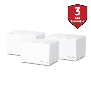 MESH MERCUSYS, wireless, router AX3000, pt interior, 3000 Mbps, port LAN si WAN Gigabit, 2.4 GHz | 5 GHz, standard 802.11ac, "Halo H80X(3-pack)"(timbru verde 2.00 lei)