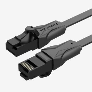 Patch Cord UTP Vention, Cat. 6, 30m, flat cable, conductor cupru - aluminiu, viteza max transfer 1 Gbps, invelis PVC, negru, "IBABT" (timbru verde 0.8 lei) - 6922794722309