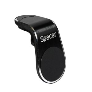 SUPORT auto SPACER pt. SmartPhone, fixare in grilaj bord, prindere magnetica telefon 360 grade, black, "SPT-MGN"