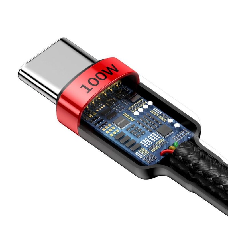 CABLU alimentare si date Baseus Cafule, Fast Charging Data Cable pt. smartphone, USB Type-C la USB Type-C PD2.0, 100W, braided, 2m, rosu + negru "CATKLF-AL91" (timbru verde 0.08 lei) - 6953156216372 - imagine 3