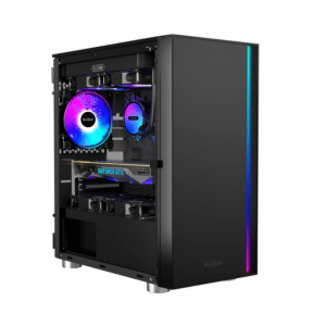 CARCASA PCCOOLER, Middle Tower, mATX, ITX, fara sursa, sticla securizata, 1 ventilator inclus ARGB, negru, USB 3.2 gen 1 x 1, USB 2.0 x 2, mic, audio, "LM300G ARGB"