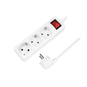 PRELUNGITOR LOGILINK, Schuko x 3, cablu 3G 1.5mm2, 230 V/16 A, 50 Hz, max. 3500 W, buton intrerupator iluminat, IP20, 1.4m, alb, "LPS206" (timbru verde 0.8 lei)