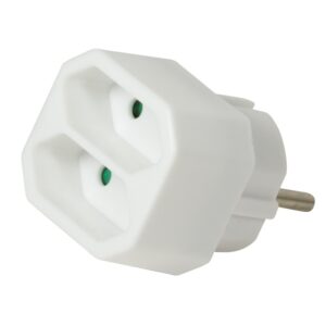 PRELUNGITOR LOGILINK, Euro skt x 2, conectare prin Schuko (T), 16A, fara protectie, alb, "LPS218" (timbru verde 0.18 lei)