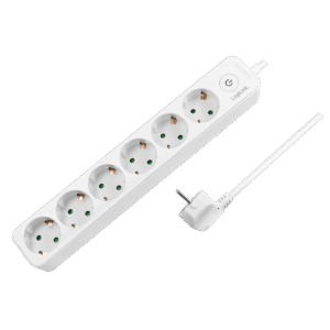 PRELUNGITOR LOGILINK, Schuko x 6, cablu 3G 1.5mm2, 230 V/16 A, 50 Hz, max. 3500 W, buton intrerupator iluminat, IP20, 1.5m, alb, "LPS247" (timbru verde 0.8 lei)