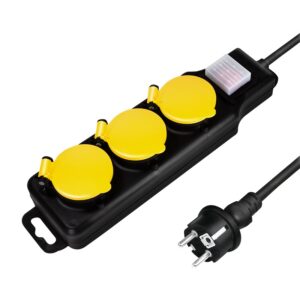 PRELUNGITOR LOGILINK, Schuko x 3, conectare prin Schuko (T), cablu 1.5 m, 16 A, protectie stropire cu apa, negru/ galben, "LPS253" (timbru verde 0.18 lei)