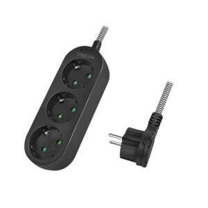 PRELUNGITOR LOGILINK, Schuko x 3, conectare prin Schuko (T), cablu 1.5 m, 16 A, protectie copii, alb/ negru, "LPS261" (timbru verde 0.18 lei)
