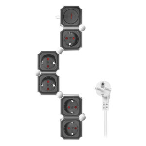PRELUNGITOR LOGILINK, flexibil 180 grade,  Schuko x 5, cablu 3G 1.5mm2, 230 V/16 A, 50 Hz, max. 3600 W,  buton intrerupator iluminat, IP20, 1.5m, alb/negru "LPS277" (include TV 0.80lei)